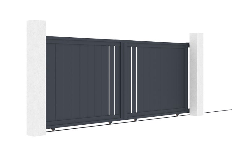 Schiebetor 3,5 m GIONA H.140 cm graues Aluminium + 1M CIMONE-Tor H.140 cm Alumin