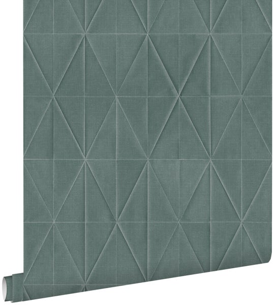 ESTAhome Tapete Origami-Muster Petrolblau - 53 cm x 10.05 m - 148712