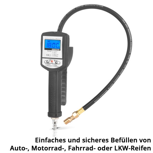 STAHLWERK Digitale Druckluft-Reifenfüllpistole DRP-18 ST Messbereich 0-18 Bar