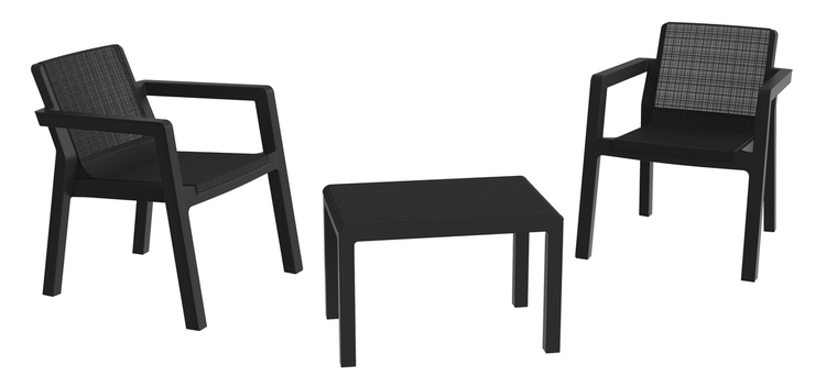 Toomax Riviera Loungeset 2-Sitzer mit Tisch anthrazit wetterfest und modern
