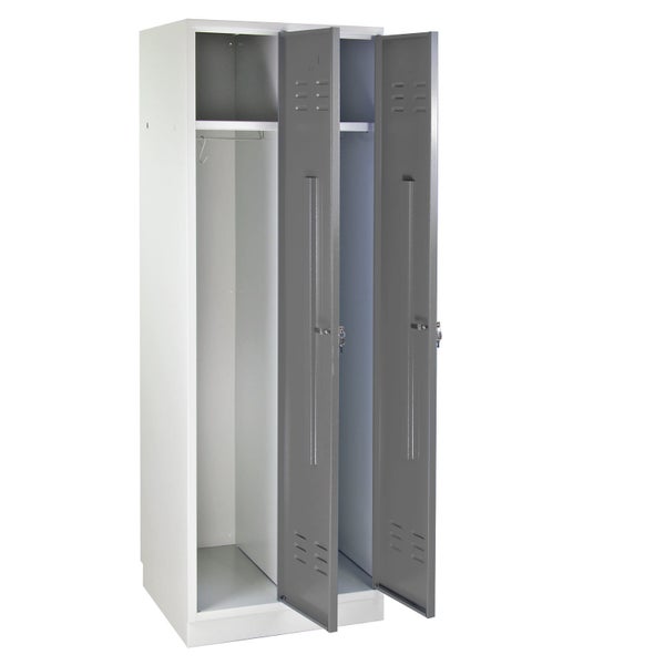 PROREGAL Garderobenschrank Ermine mit 2 Türen HxBxT 178 x 60 x 50 cm Lichtgrau Grau