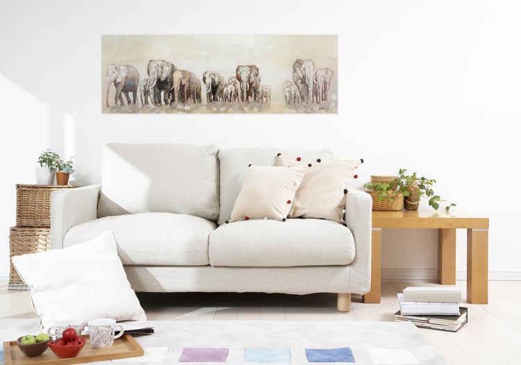 Handgemaltes Gemälde Acrylfarbe 150x50cm Beige