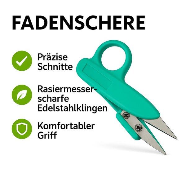 Fadenschere mit Edelstahlklingen und Kunststoffgriff