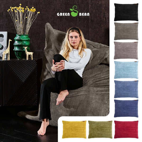 Green Bean XXL Sitzsack aus Cordstoff 370 Liter EPS-Perlen Füllung - Kuschelig Weich Robust & Waschbarem-Stoff Bodenkissen Liegekissen Sitzkissen - Anthrazit