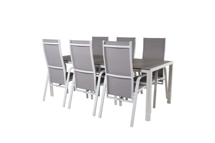 Break Gartenset Tisch 90x205cm grau, 6 Stühle Copacabana grau. 90 X 205 X 74 cm