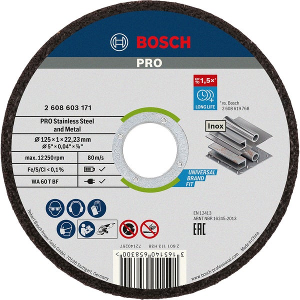 Bosch PRO Stainless Steel and Metal Trennscheibe 125 x 1 x 22,23 mm - 2608603255