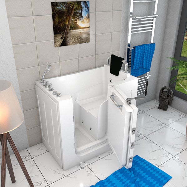 Illustration einer Duschkabine mit Maßangaben zu Installation und Positionierung.