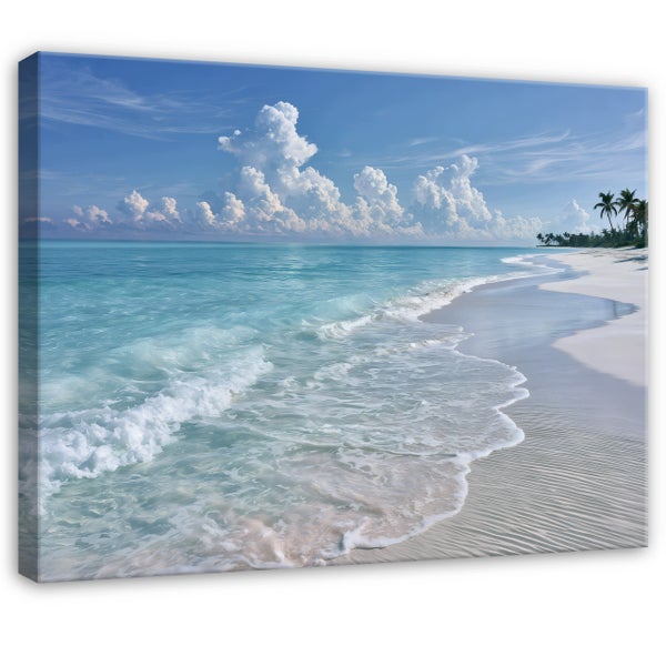 Leinwandbild mit Strand und Meer Motiv als Wanddekoration für das Wohnzimmer