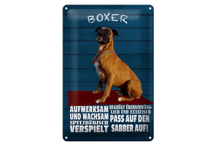 Boxer Dog Warnschild Aus Metall – 20,3x30,5cm, Rustikal | Lustige Hofdekoration, Wetterfest, Für Garten & Haus