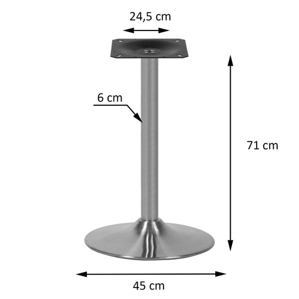 Tischfuß aus Metall mit den Maßen 24,5 cm x 45 cm x 71 cm