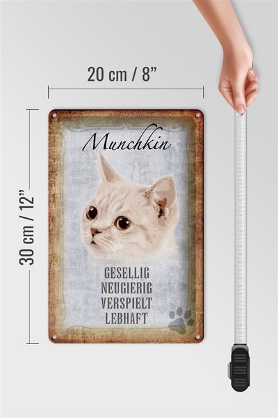 Blechschild Spruch 20x30cm Munchkin Katze lebhaft Schild