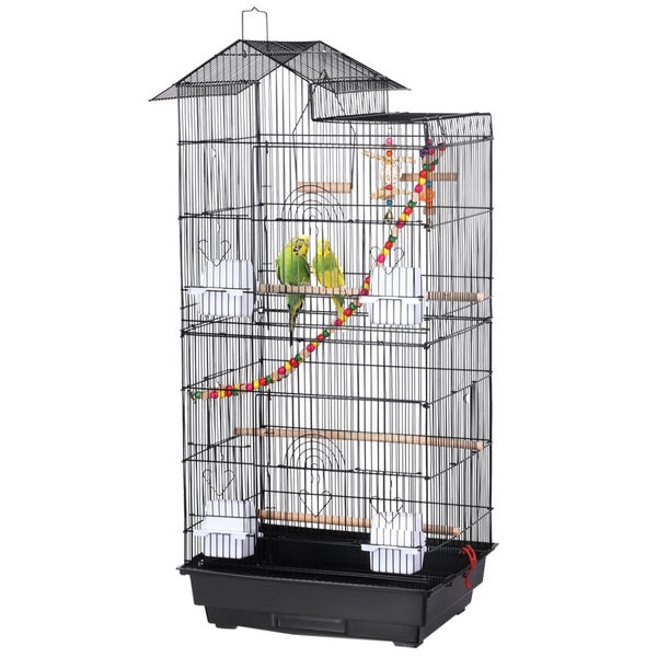 Yaheetech Vogelkäfig mit Vogeltreppe , Schwarz