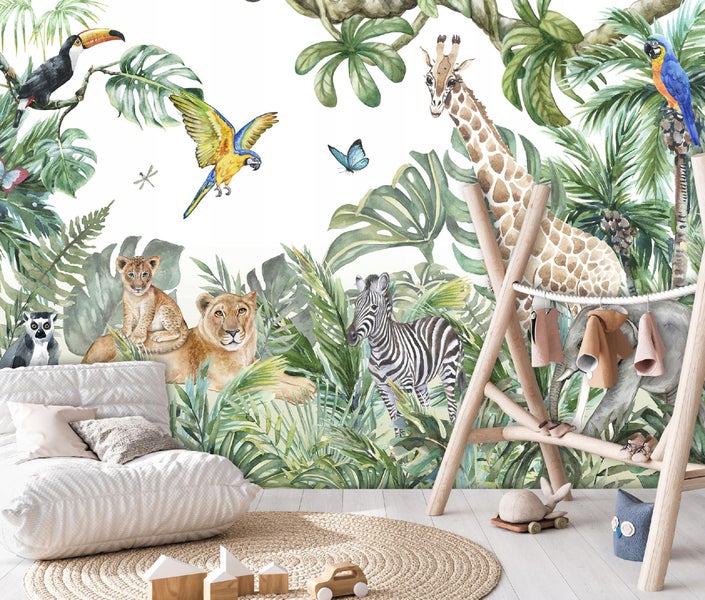 Fototapete Kinderzimmer Wald Tiere Vlies Tapete Kinder 150X105 cm