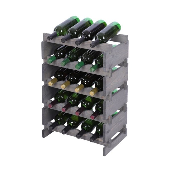 Weinregal VINOTECA FLEX PRO HxBxT 65x46x28cm 20 Flaschen auf 5 Ebenen Massives Kiefernholz Grau
