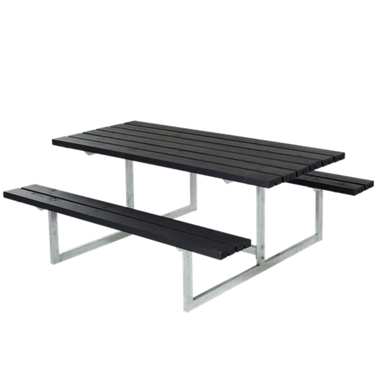 Picknicktisch, Gartentisch, Gartenmöbel  BASIC - 177cm - Stahl und Holz – Schwarz gebeizt