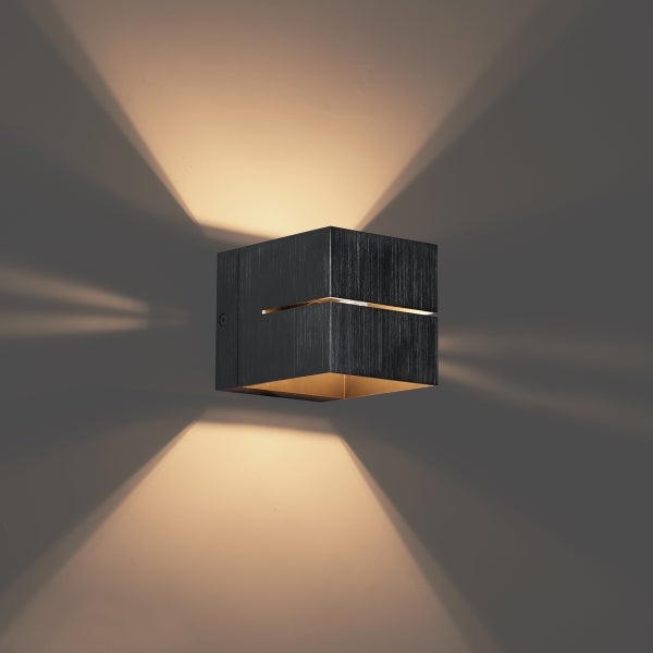Moderne Wandleuchte in Gunmetal-Optik mit Lichteffekt - Transfer Groove