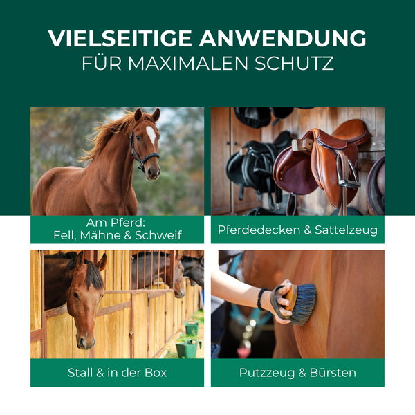 Silberkraft Milbenspray Pferde 500 ml, Effektiver Milbenschutz & Parasitenabwehr, Soforthilfe bei Juckreiz, Langzeitschutz gegen Milben, Flöhe & Läuse, wirksame Formel zur Insektenabwehr