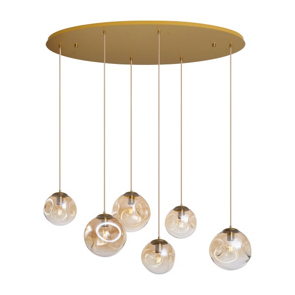 Pendelleuchte mit sechs Glaskugeln