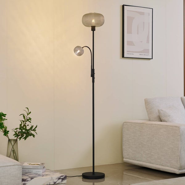 Lindby Stehlampe Aliette (Modern) in Schwarz aus Metall (2 flammig, E27) - Stehleuchte Standleuchte Floor Lamp Wohnzimmerlampe Wohnzimmerleuchte
