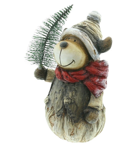 FRANK FLECHTWAREN | Figur Elch mit Tanne, 13 x 10 x 20 cm, POLYRESIN