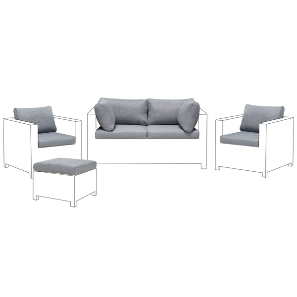 Gartenmöbelset mit Sofa, Sesseln und Hocker