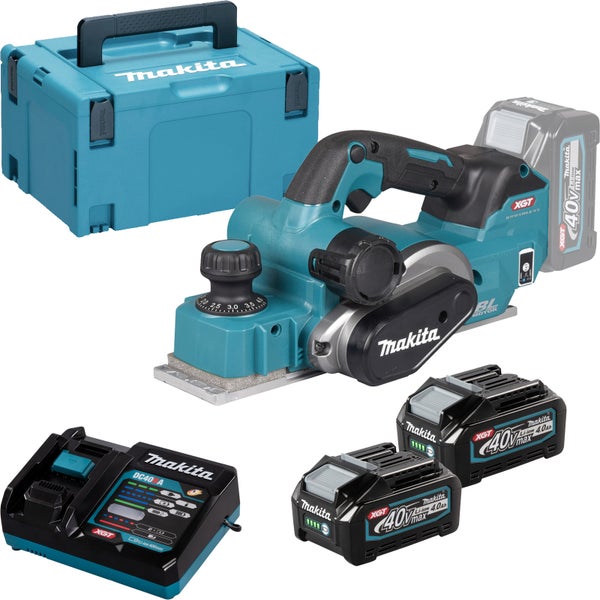 Makita KP001GM201 Akku-Hobel 40V max. / 2x 4,0 Ah Akku + Ladegerät im MAKPAC