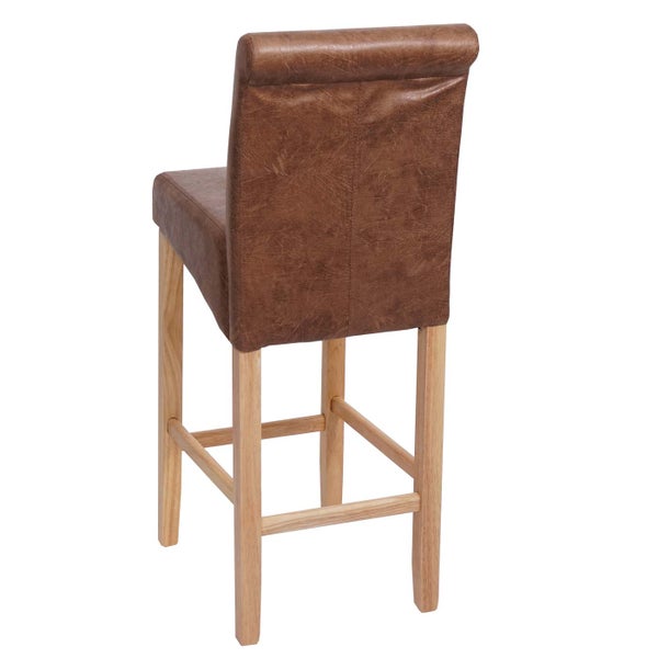 Barhocker mit Bezug und Holzbeinen, Rückansicht