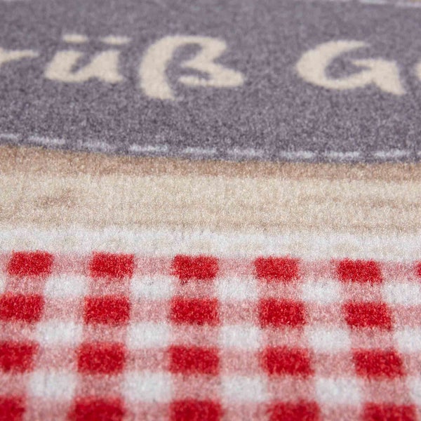 Fußmatte mit Schriftzug und Karomuster