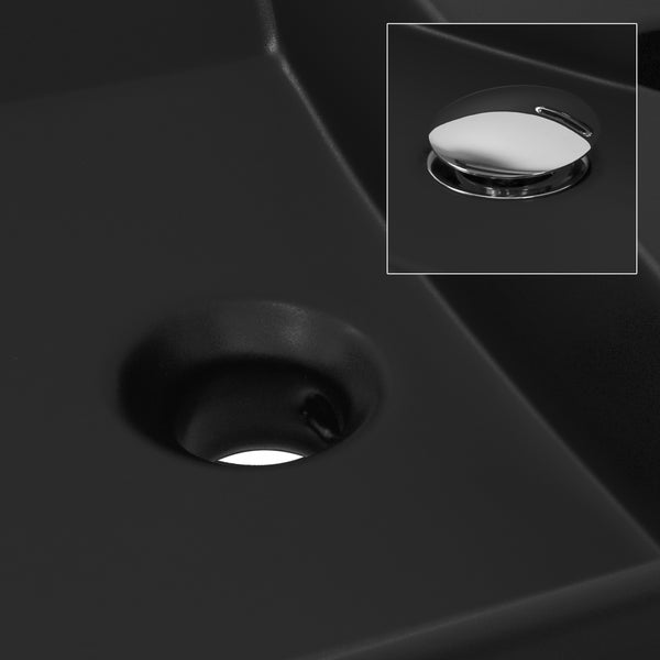 ML-Design Waschbecken aus Keramik in Schwarz matt 605x365x130mm inkl. Ablaufgarnitur, Eckige Aufsatzwaschbecken mit Überlauf, Moderne Waschtisch Waschschale Waschplatz Handwaschbecken, für Badezimmer