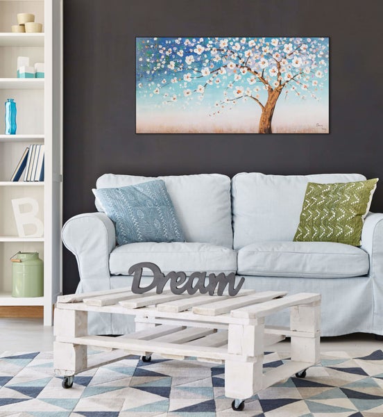 Handgemaltes Gemälde Acrylfarbe 120x60cm Blau