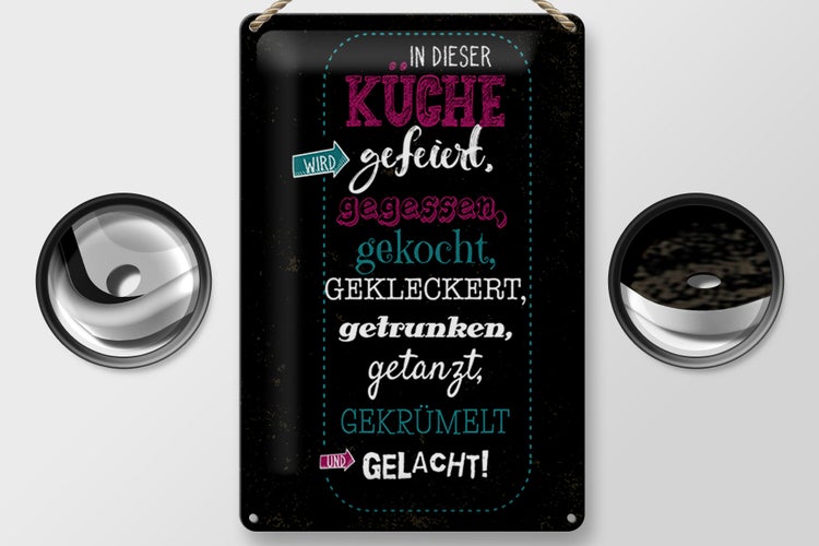 Blechschild Spruch 20x30cm In dieser Küche wird Aufzählung