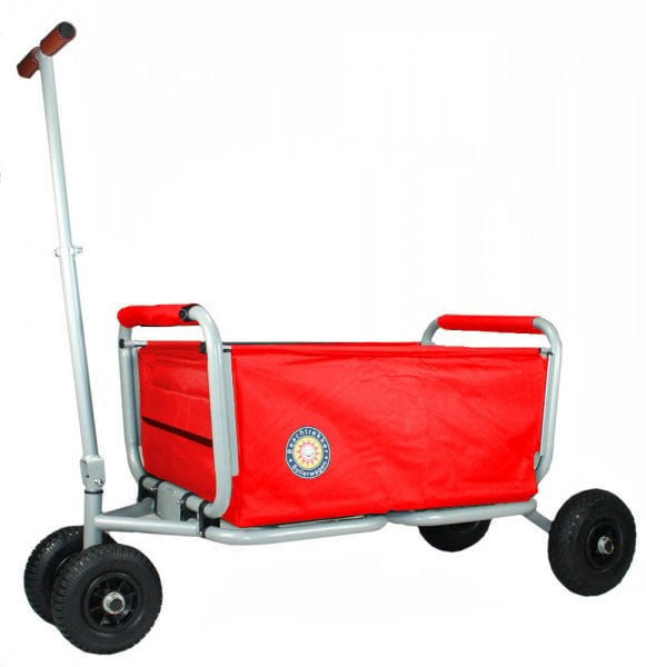 Faltbarer Handwagen von Beachtrekk mit Metallrahmen und Zugstange für den Transport