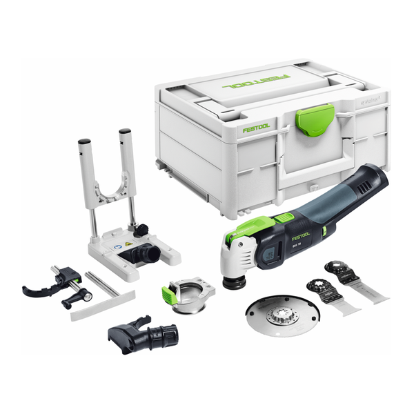 Festool VECTURO OSC 18 E-Basic Set Akku Oszillierer 18 V Starlock Max ( 576592 ) Brushless + 7 tlg. Zubehör Set + Systainer - ohne Akku, ohne Ladegerät ( Nachfolger von 574849 )