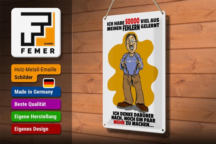 Blechschild Spruch 20x30 Ich habe viel aus Fehlern gelernt