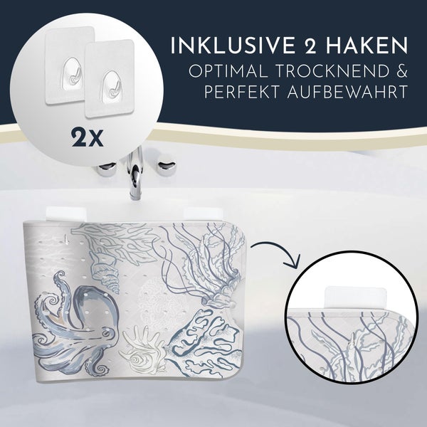 Homerella® Badewannenmatte rutschfest 100% BPA frei inkl. 2 Haken zum Aufhängen 100x40cm - Antirutschmatte Badewanne hautsensitiv & schimmelresistent - Badematte rutschfest maschinenwaschbar