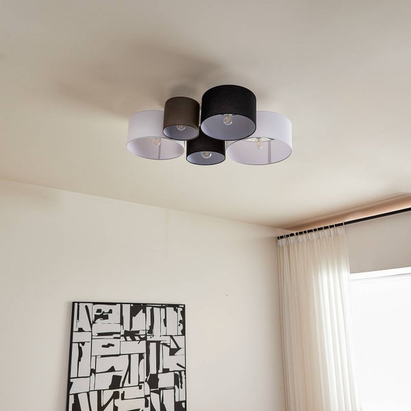 Lindby Deckenlampe Lettie (Skandinavisch) aus Textil (5 flammig, E27) - Deckenleuchte Lampe Wohnzimmerleuchte