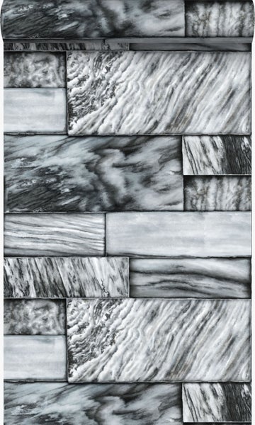 Origin Wallcoverings Tapete Marmor-Optik Schwarz und Weiß - 53 cm x 10.05 m - 337253