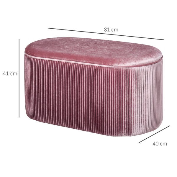 HOMCOM Sitzbank mit Stauraum, für Wohnzimmer, französische Stil,  elegant, 81 x 40 x 41 cm, Samt, Rosa