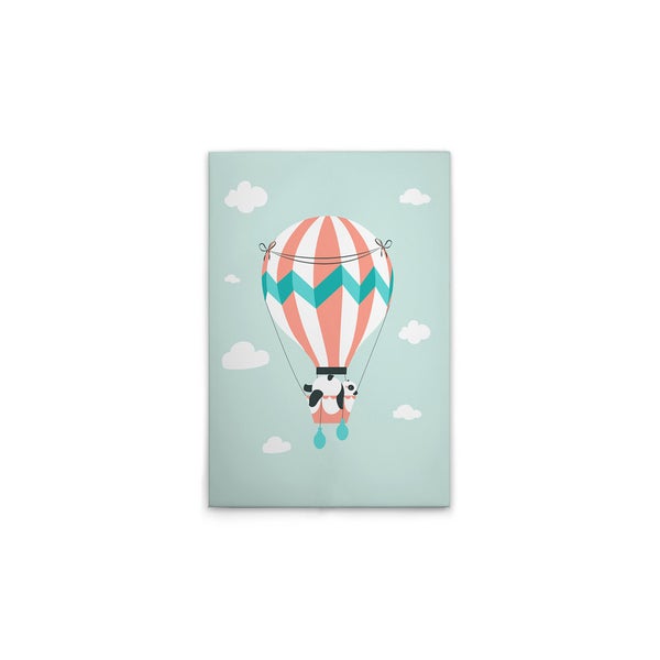Leinwandbild mit Panda im Heißluftballon-Motiv