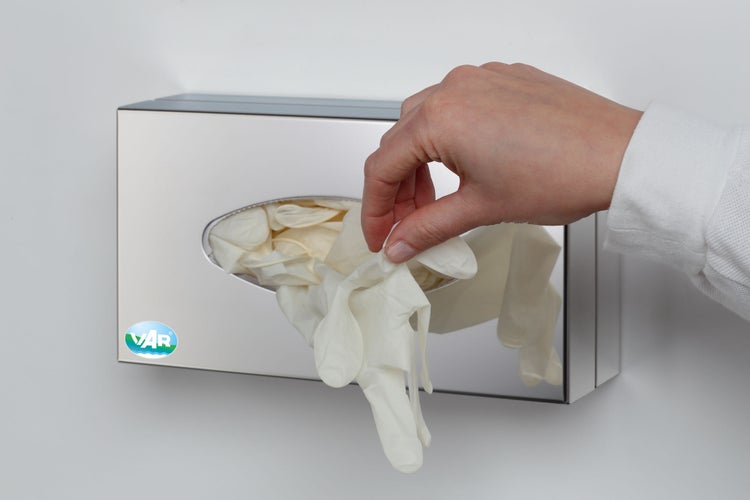 PROREGAL Halterung Für Handschuhe Handtuchbox en 1 Fach Geschlossen Wandhalterung HxBxT 7,5 x 26 x 14 cm Edelstahl Silber