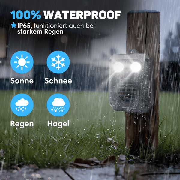 Vulpes Goods Marderschreck PRO V3 – Schädlingsvertreiber – Marderabwehr – 100 % Wasserdicht – Kabellos – 2 Stück