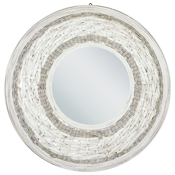 Runder Spiegel mit Rahmen aus Weidengeflecht