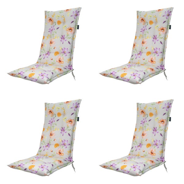 Hochlehnerauflage Florina lila - Ca. 123x50 cm - 4er-Set