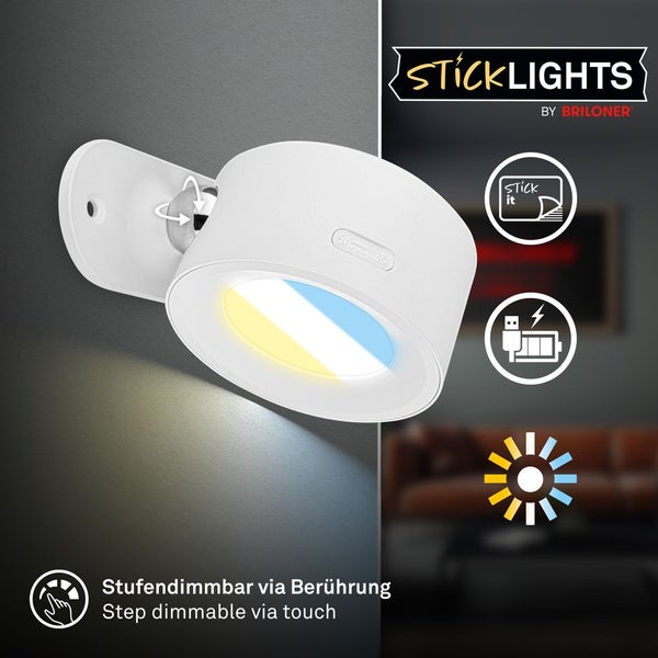 LED Wandleuchte Wandlampe ohne Stromanschluss Akku Dimmbar Touch ohne Bohren