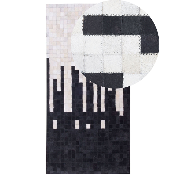 Teppich BOLU Schwarz 80 x 150 cm Echtleder