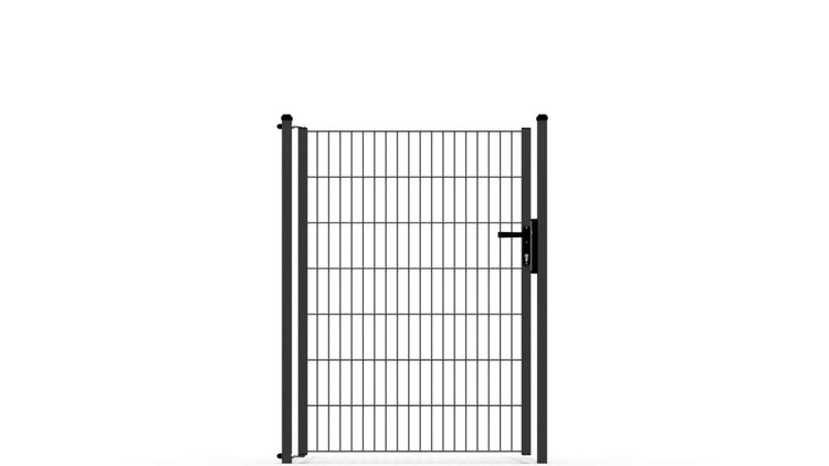 Gartentor ZAUNGURU ECO-Line aus Metall, Höhe: 143cm, Breite: 117cm, 1-flügelig inkl. Pfosten, Locinox-Schloss und Zubehör, Feuerverzinkt und zusätzlich in RAL 7016 Anthrazitgrau pulverbeschichtet