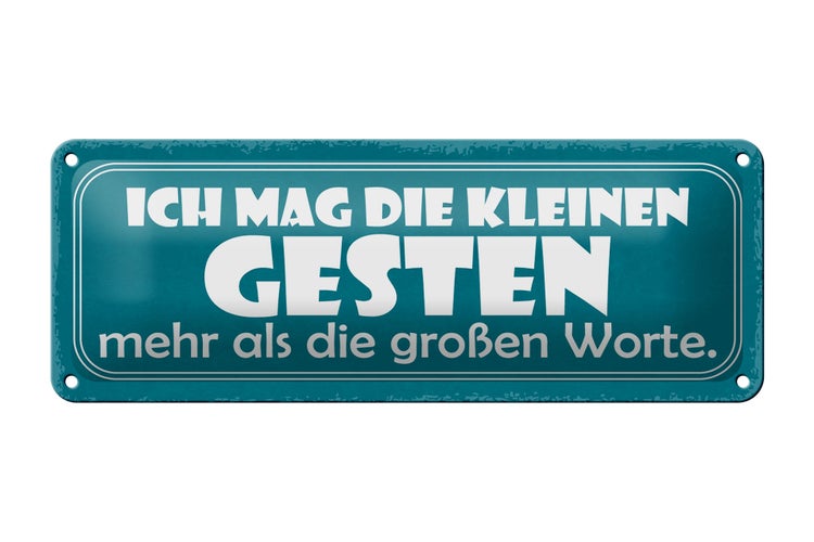 Blechschild Spruch 27x10cm kleinste Gesten die großen Worte Dekoration