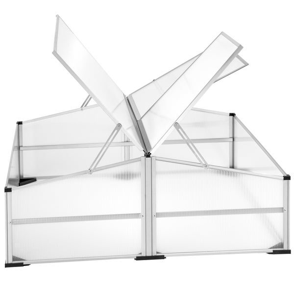 Doppel-Frühbeet tectake  Aufbau im Stecksystem aus Aluminium transparent
