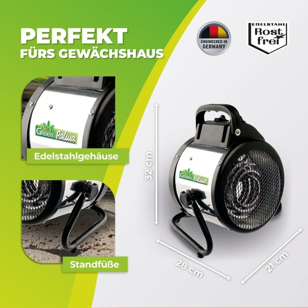 Gewächshausheizung Palma mit manuellem Thermostat 2000 W