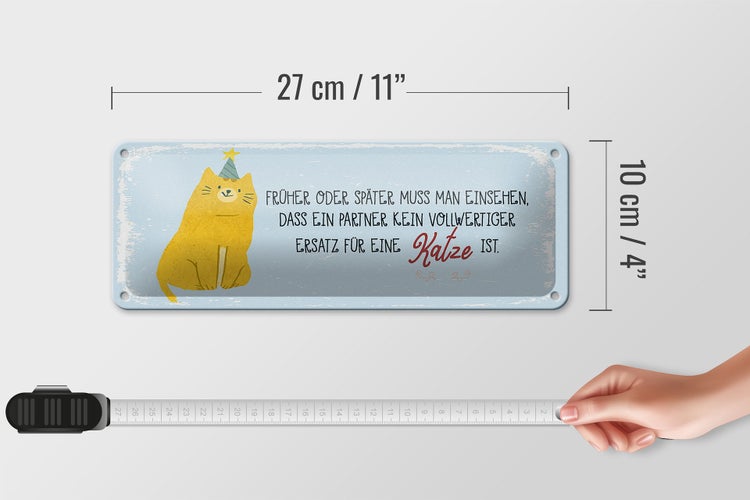 Blechschild Spruch kein Ersatz für eine Katze 27x10cm Dekoration
